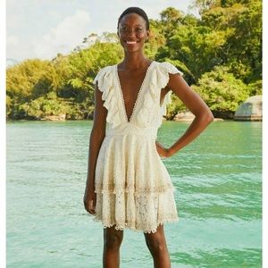 NWT FARM RIO Eyelet Patch Beaded Mini Dress